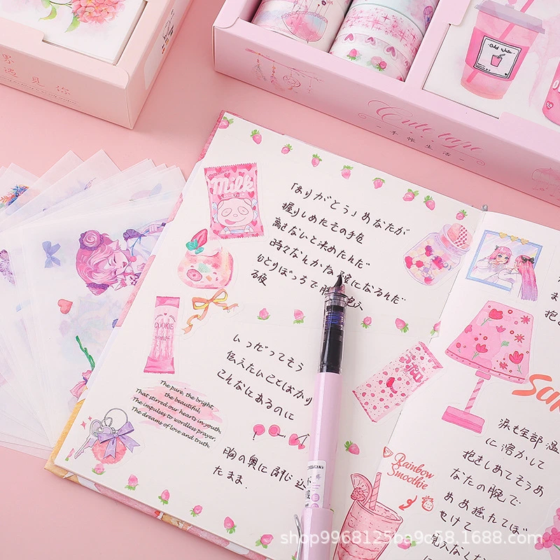 Hand Account Tape Sticker Gift Box Set Antique Character And Paper Tape Printing Diy Hand Account Cute Stickers Exo Stickers Assorted Stickers Aliexpress