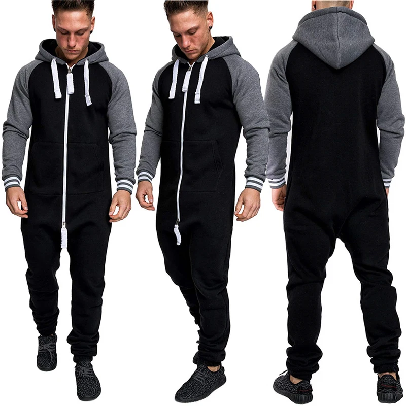 Women Men Hooded Tracksuit Zipper Ones Jumpsuit Lady One Piece Playsuit Unisex Hoody Long Sleeve Warm Set Trousers