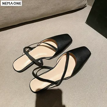 

Classic Design Summer New Fashion Vintage Women Pumps Square Toe Thick Heels Single Shoes Woman Might Club Party Pump