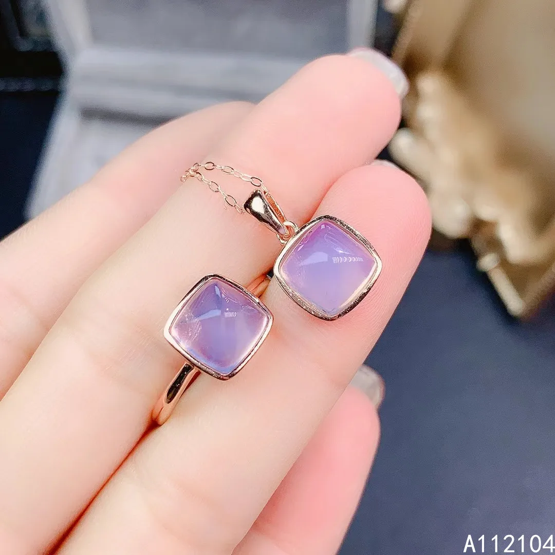 KJJEAXCMY fine jewelry 925 sterling silver inlaid natural lavender amethyst women simple classic square gem ring