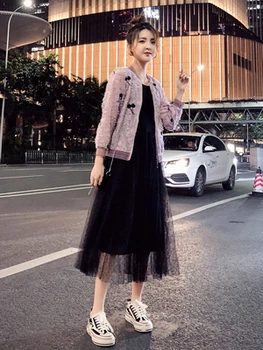 

2019 Plus Sizes Women Two Pieces Dress Set Round Neck Long Sleeves Autumn Outfits Plus Sizes 4XL