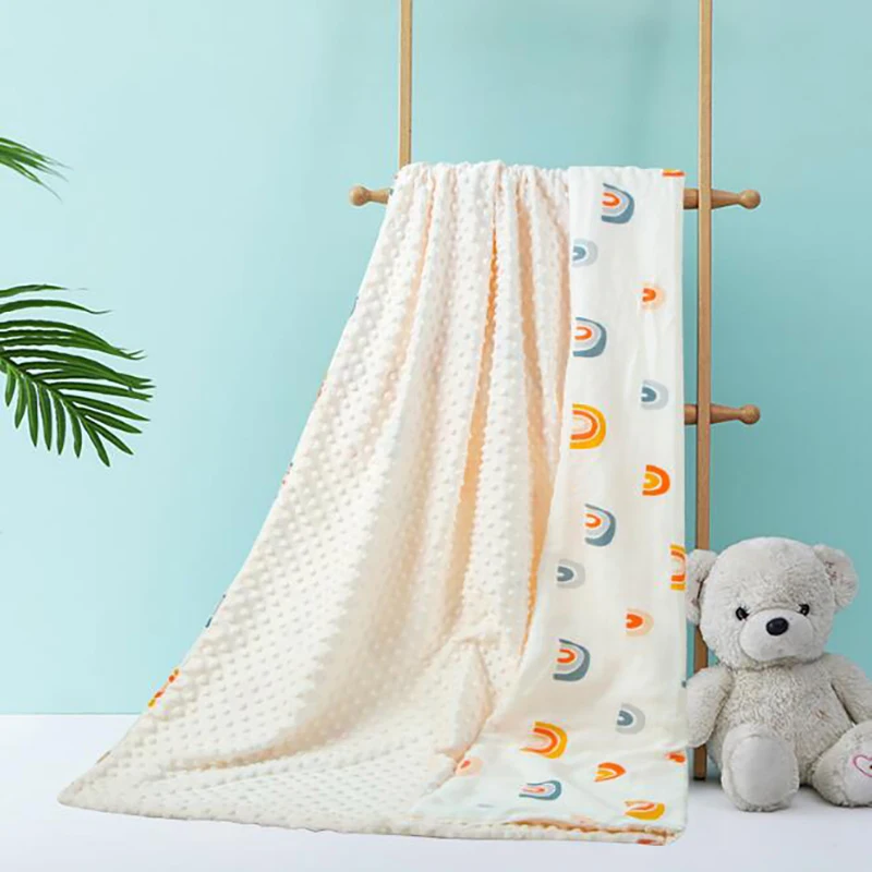 Newborn Baby Blanket for Stroller Baby Swaddle Blanket Velvet Lining Bath Towe Warm Portable Sleeping Quilt BMT075