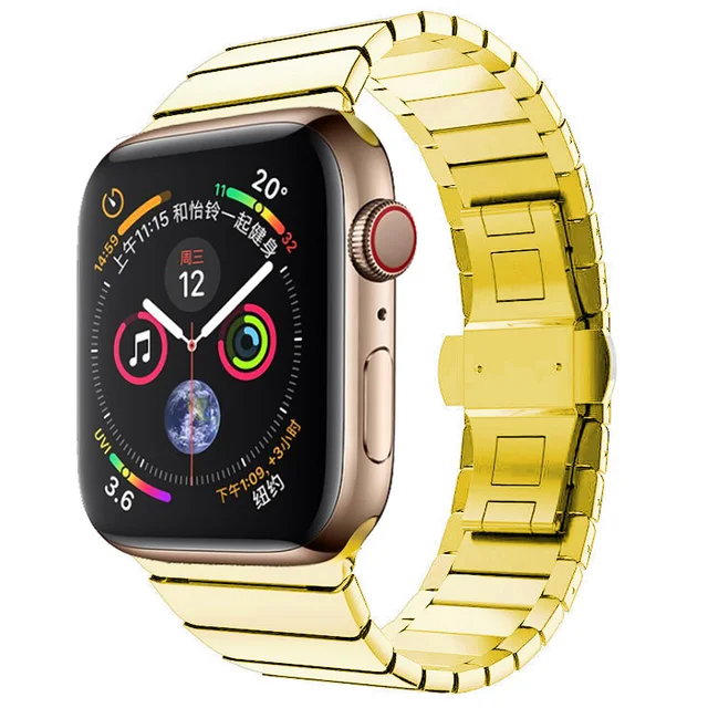 Stainless Steel Strap For Apple Watch Band 44mm 40mm Man Metal Butterfly Link Bracelet For Iwatch Series 6 SE 5 4 3 2 42mm 38mm Gold