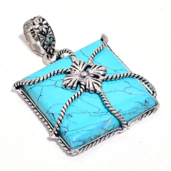 

Genuine Turquoise Pendant Silver Overlay over Copper , Hand made Women Jewelry Gift, P8924