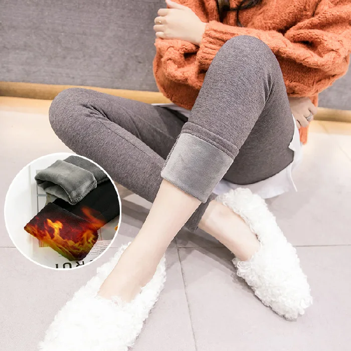 

Pregnant Women Pants Winter 2019 Autumn And Winter Fashion New Style Mock Two-Piece Sheath Culottes plus Velvet Outer Wear Pregn