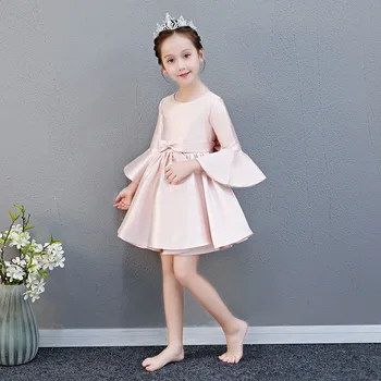 

Tick Tok 2020 Children's Pink Princess Dress Baby First Birthday Puffy Dress Girl's Little Host Dress Piano Performance Dress