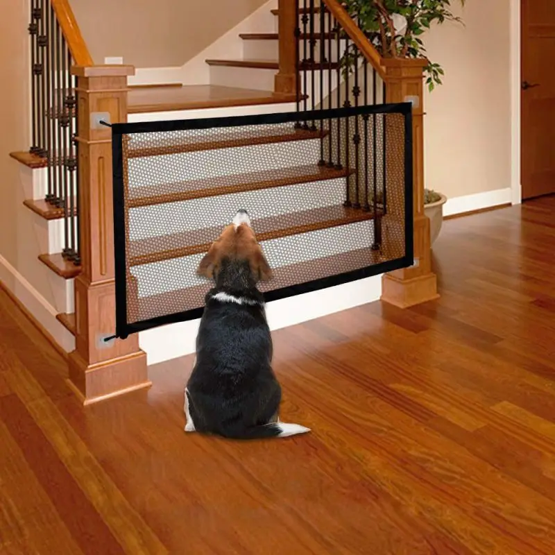 

Magic Pet Gate Dogs Mesh Folding Portable Safety Fence Pet Isolation Net For Indoor House Stair/Doorway Use