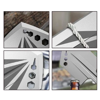 Stainless Steel Hiking Shovel Folding Outdoor Backpacking Digging Trowel with Grip Cover Outdoor Tools 4