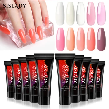 

SISLADY Poly Gel Nail Acrylic Hard Poly Gel Pink Clear Crystal Gel Nail Polish Builder Tips Enhancement Quick Poly Extension