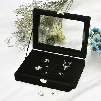 

Jewelry Case Box Velvet Ring Earring Necklace Display Organizer Ladies Travel Case Portable Storage Zipper Jewelers for Gift