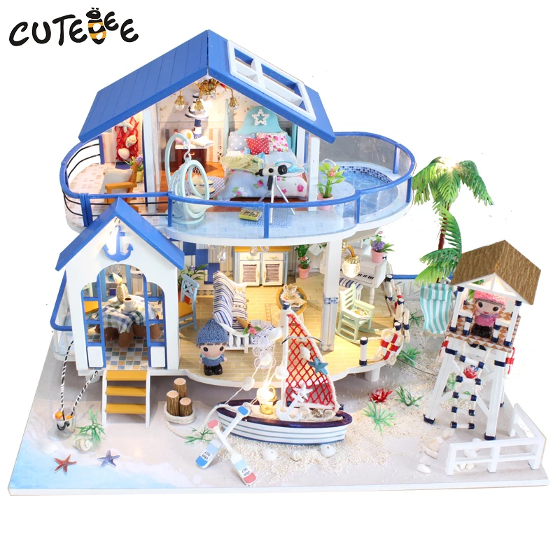 

CUTEBEE Doll House Miniature DIY Dollhouse With Furnitures Wooden House Countryard Dweling Toys For Children Birthday Gift 13844