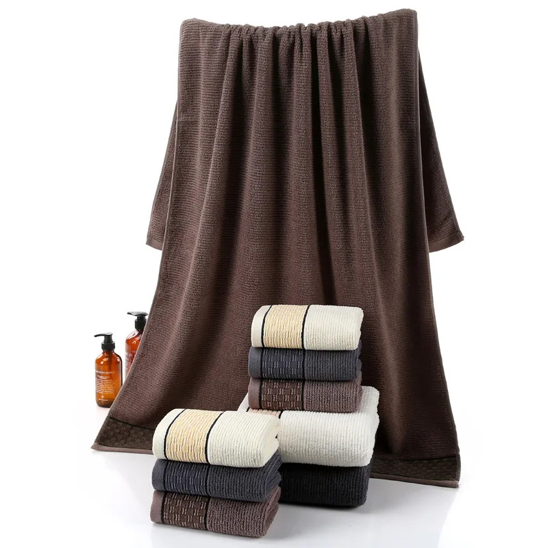 Manufacturers Direct Selling Pure Cotton Dark Color Bath Towel Soft Absorbent Thick Gift Embroidered Customizable Adult Bath Tow
