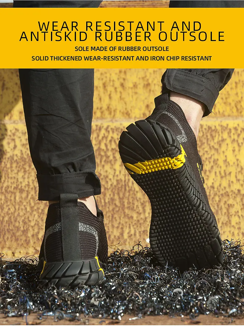 Мужские ботинки; Мужская Рабочая обувь со стальным носком; дышащие уличные кроссовки; устойчивые к прокалыванию рабочие ботинки; удобная Рабочая обувь