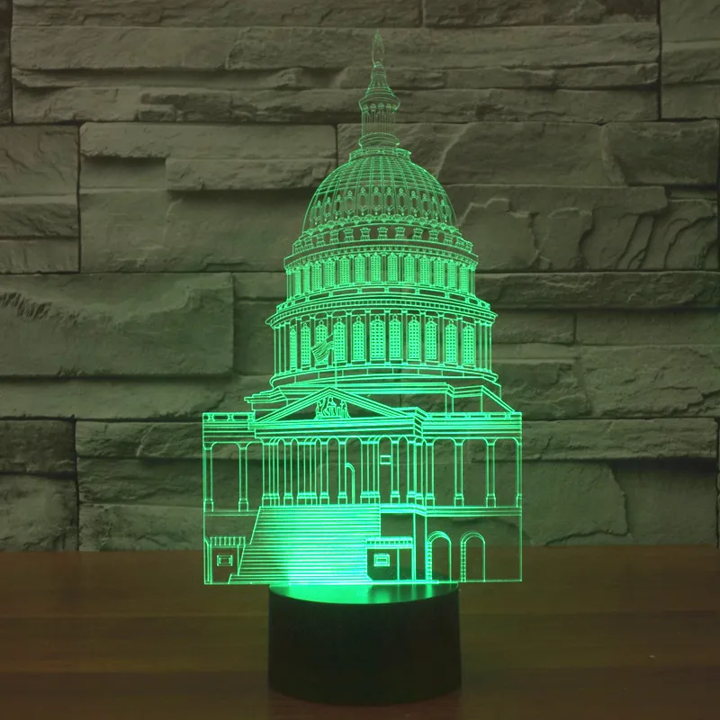 

Foreign Trade New Style White House Colorful 3D Lamp LED Acrylic Visual Lamp Three-dimensional Illusion Lamp Gift Small Night La