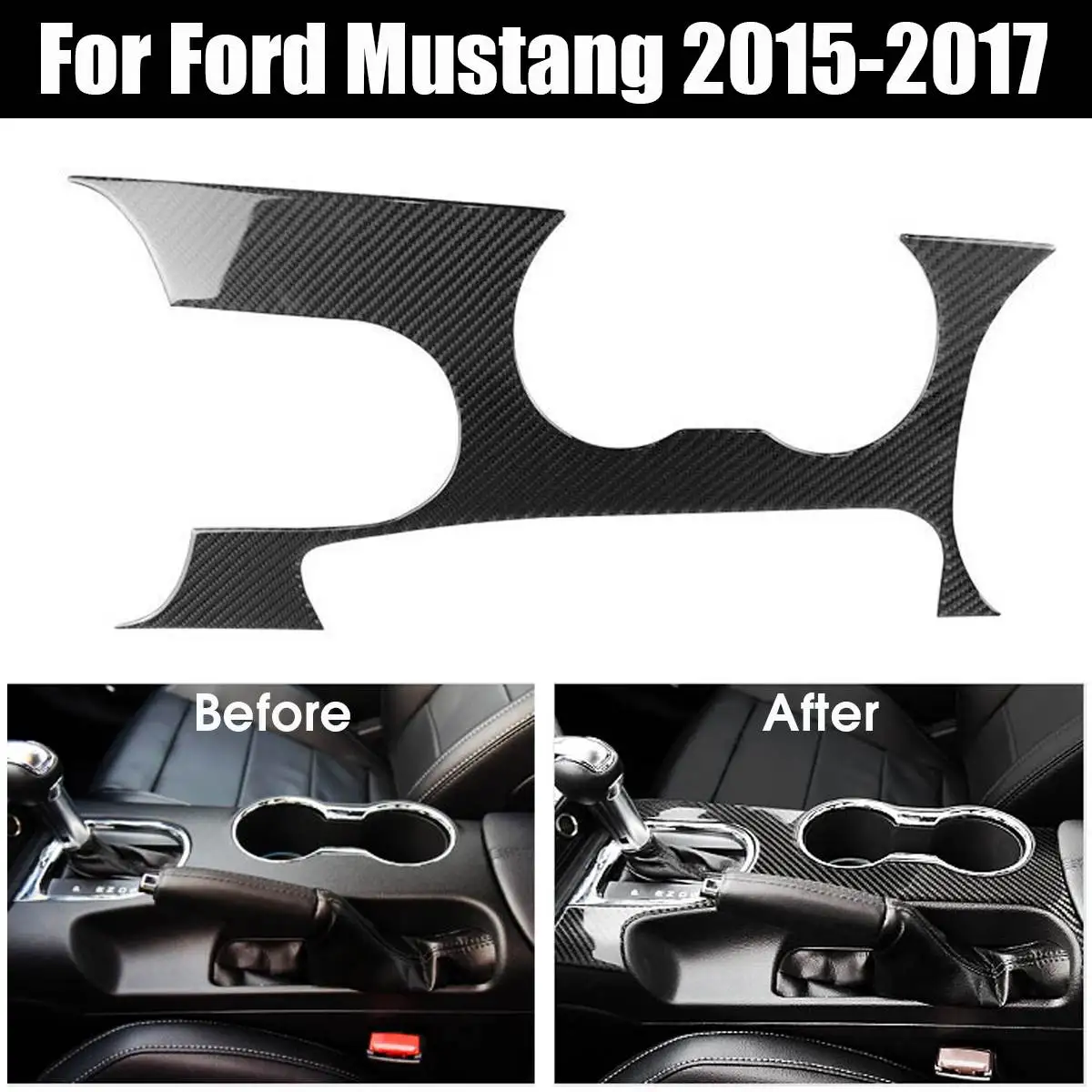 

Interior Trim Carbon Fiber Gear Shift Control Panel Cover Sticker Trim Car Styling For Ford for Mustang 2015-2017