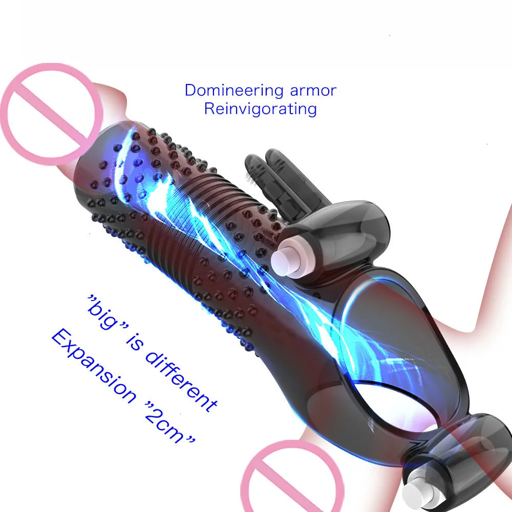 Vibration Penis Extender Condoms Reusable Sleeve Girth Impotence Dick Enlargement Ring Adult Product Sex Toys For Men | Красота и
