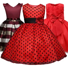 Платье в горошек для маленьких девочек; платье для девочек с цветочным узором для свадебной вечеринки; детское рождественское платье принцессы; Одежда для Хэллоуина; одежда для детей