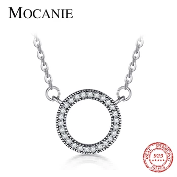 

Mocanie New 925 Sterling Silver Retro Shining CZ Double Circle Dainty Pendant for Women Wedding Party Necklace Fine Jewelry Gift