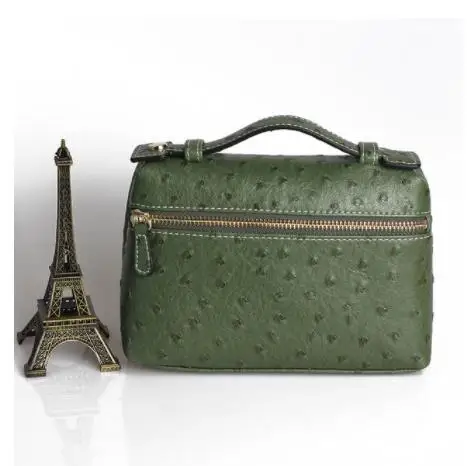 HIGHREAL индивидуальный дизайн трендовая сумка страусиный Узор Натуральная кожа сумки женские вечерние клатчи - Цвет: Dark green  (S)
