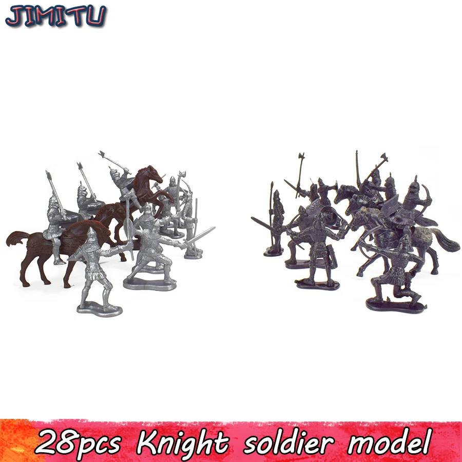 28 pièces chevaliers médiévaux modèle jouet médiéval Rome Empire guerriers chevaux soldat figurines modèles Kits jouets pour enfants Collection (lot de 28)