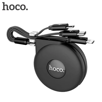 

HOCO 3 in 1 USB Cable for iPhone 11 XS Max Cable Micro USB Type C Cable for Samsung S10 Fast Charging Cable Retractable Charger