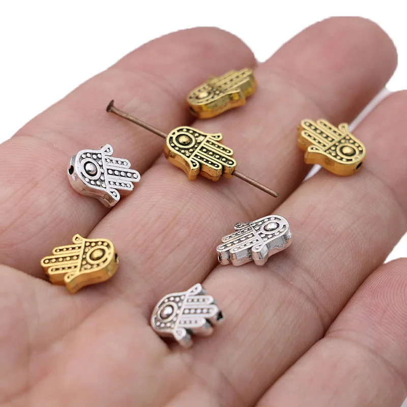 Gold Color Fatima Hand Loose Spacer Beads for Jewelry Making Bracelet Necklace DIY Accessories Handmade Craft 20PCS