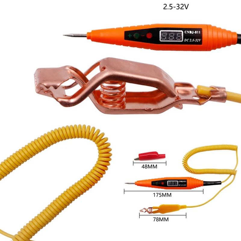 

2.5-32V Car Voltage Test Pen Car Digital Electric Tester Pen LED Light Probe Detector Electrical Instruments Tester