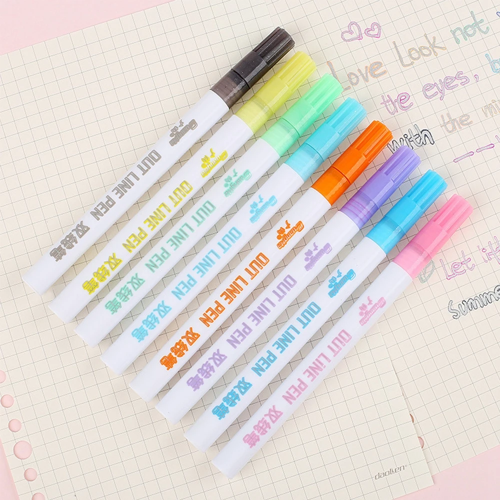 SUNSHINETEK GN Double Line Outline Pens (8 Colours)