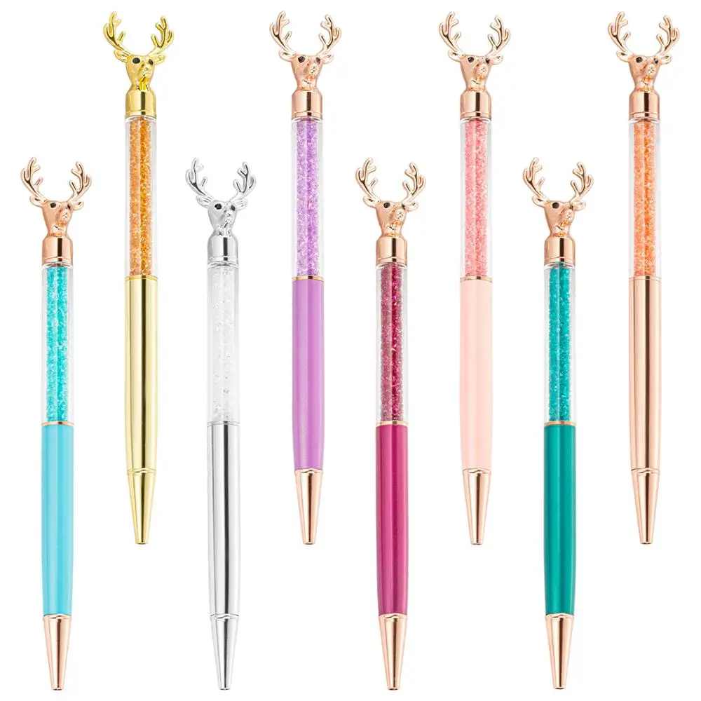 20pcs/lot Wholesale Beautiful Metal Gift ball Pen Deer Head Pen Custom Logo Crystal ballpoint Pen