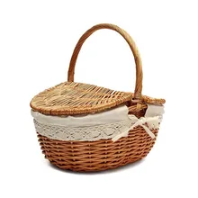 

1PCS Wicker Basket Making English Picnic Baskets Shopping Storage Basket Outdoor Camping Picnic Storage Baskets 26x18x15cm