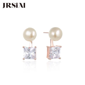 

JRSIAL 925 Sterling Silver Jewelry Zircon Pearl Earrings Korean Wild Earrings Ear Shell Beads Simple Removable Pearl Earrings