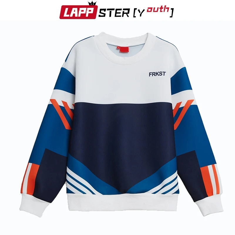 LAPPSTER-Youth мужские Ulzzang Лоскутные толстовки Осенняя Японская уличная одежда толстовки Harajuku Забавный принт хип-хоп толстовка