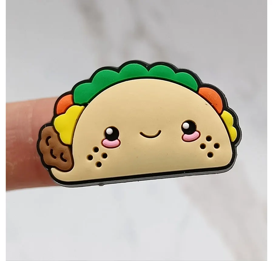Dropshipping 1Pcs PVC Shoe Buckle Accessories Funny DIY Cute Food Shoes Decoration Jibz For Croc Charms Kids X-mas Gift