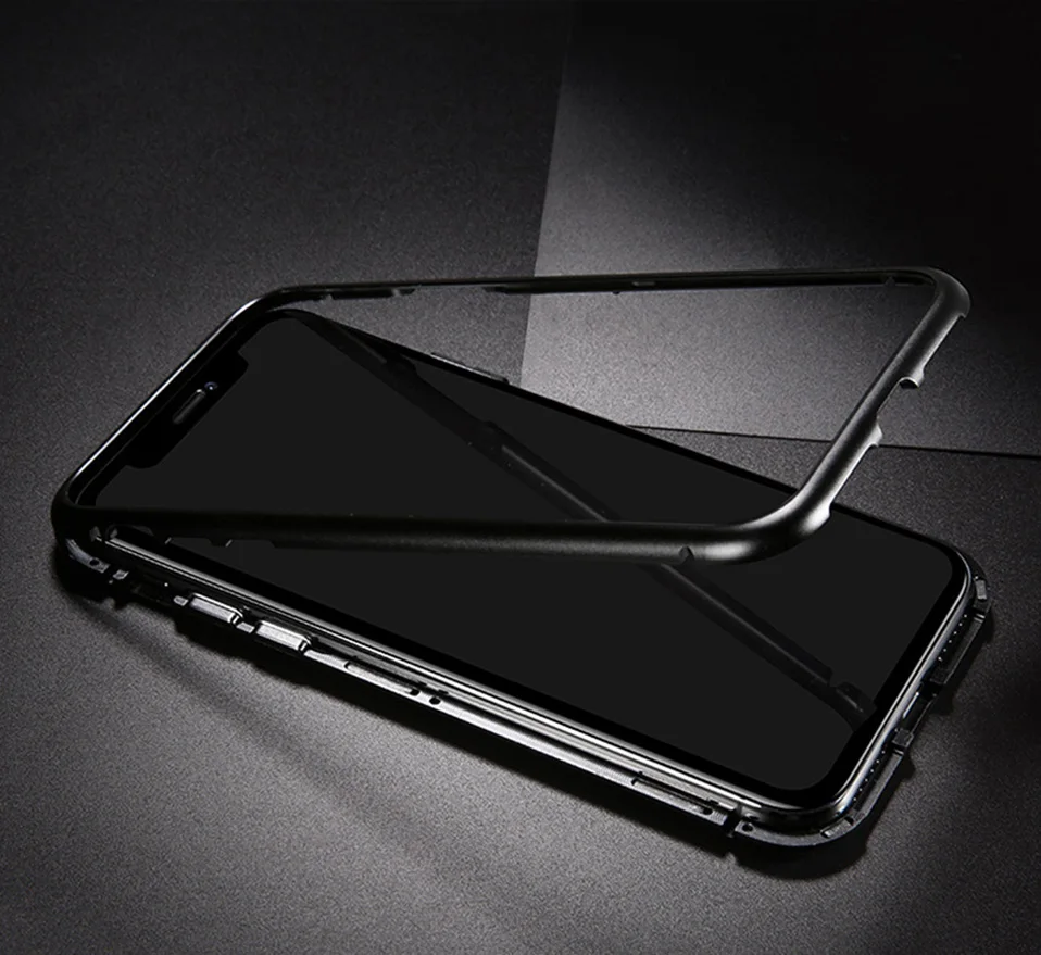 Магнитный адсорбционный металлический чехол для iPhone 11 Pro X XS Max, задняя крышка из закаленного стекла на магните для iPhone 6, 6s, 7, 8 Plus, 11Pro
