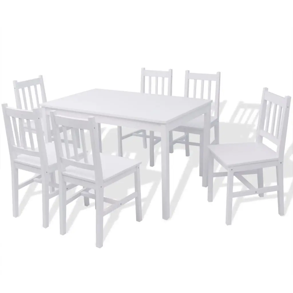 

Minimalist Modern 7pcs Dinning Table Set White Pine Wood Set of Chairs & 1 Pcs Table for Dining Room High Quality& Free Shipping