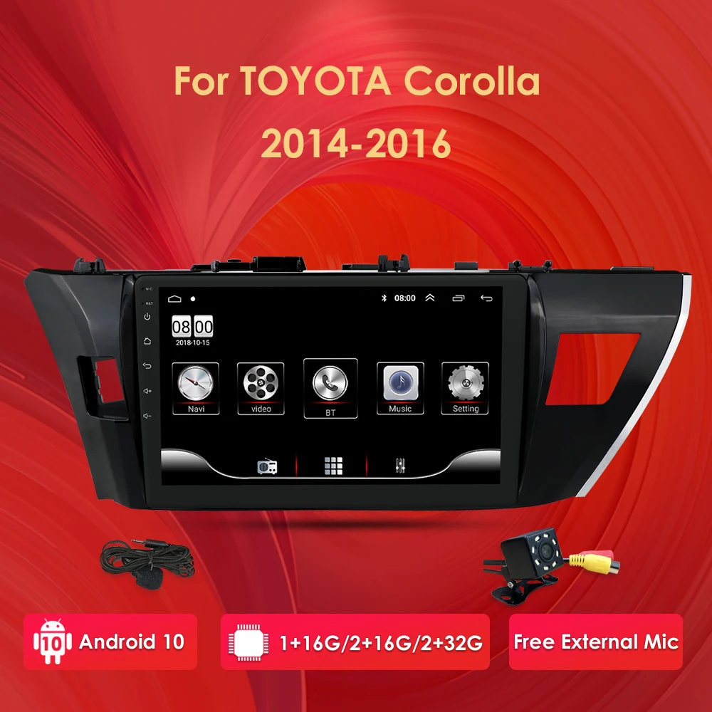 Car Radio Multimedia Video Player Navigation For Toyota Corolla 2013 2014 2015 Stereo Audio 4G WIFI BT SWC OBD2 AM FM DVR DTV SD |