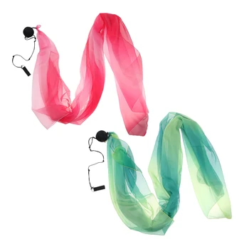 

2pcs Belly Dance Silk Veil Poi Throw Balls Dance Accessory Props Pink+Green