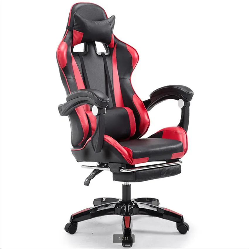 

Adjustable Office Chair With Footrest Ergonomic High-Back Faux Leather Racing Style Reclining Computer Gaming Executive Recliner