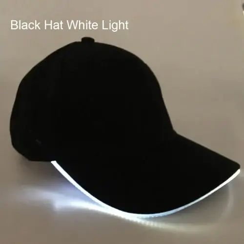 Black Red Light Горячая мода унисекс, однотонный светодиодный светящийся бейсбольный головной убор для рождественской вечеринки - Цвет: Black Red Light