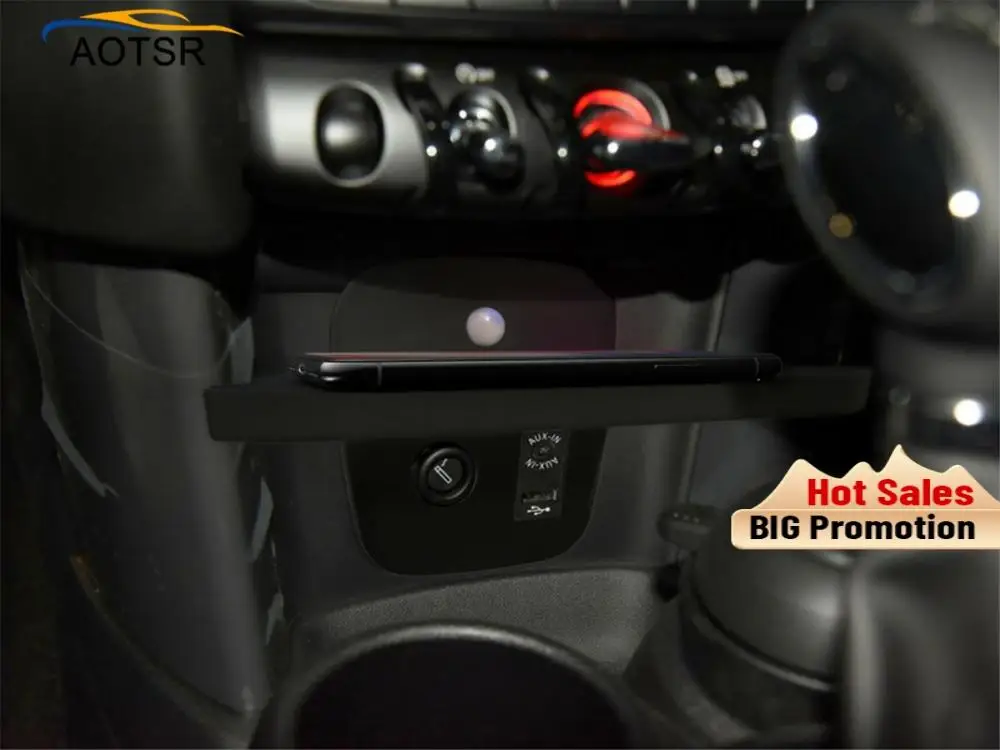 

QI car wireless charger for BMW MINI F55/F56 2017-2019 Intelligent Infrared Fast Wireless Charging Car Phone Holder for iphone