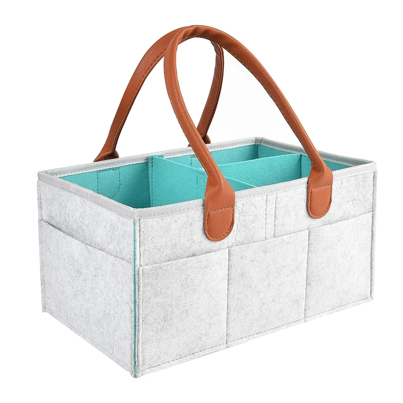 Nursery Diaper Tote Bag Baby Shower Gift Basket Boy Girl Diaper Storage Bin for Changing Table Large Portable Car Travel Organizer Baby Diaper Storage