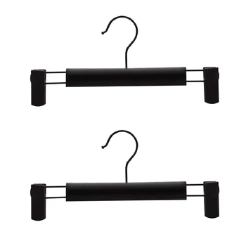 

2 Pcs Premium Clothes Hangers with Non-slip Adjustable Clips Polished 360 Degree Swivel Hanging Hook for Pants hangers Black