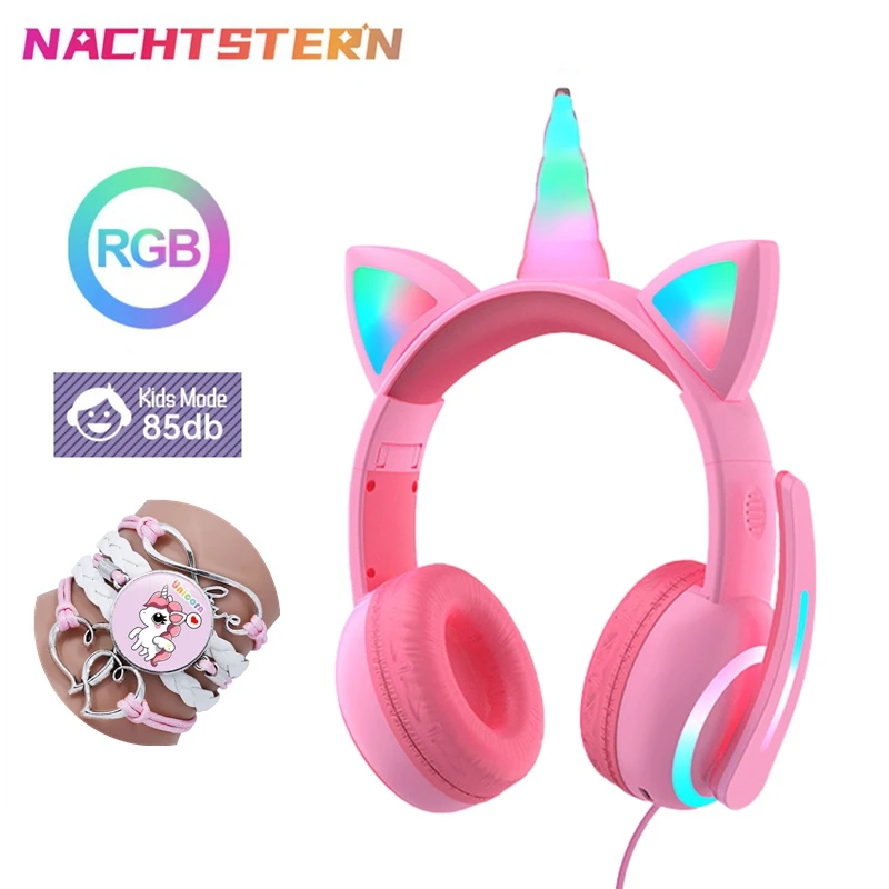 UnicornKidHeadphonesLEDlightWiredHeadphoneswithNoiseReduction