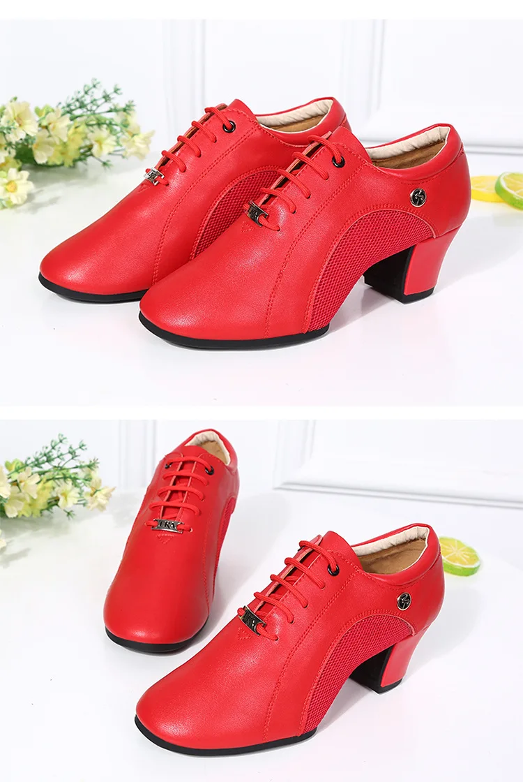 Women's Genuine Leather Latin dance shoes Ballroom dancing shoes classic Lady square dance shoe