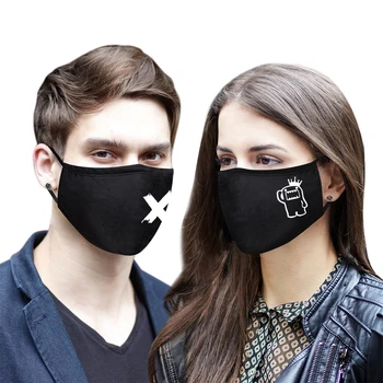 

Face Cover Cute Cotton Unisex Mouth Mask Black Solid Print Print Kawaii Half Windproof Masks Windproof Fashion Anti-Dust Mask