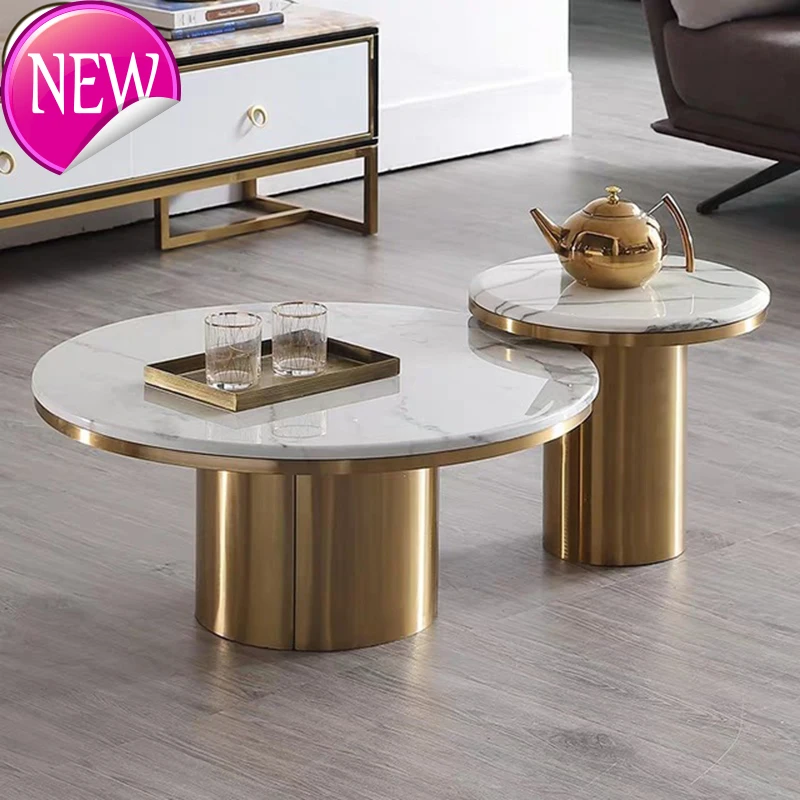 Modern Marble Coffee Table Round Small Nesting Tables Living Room Sofa