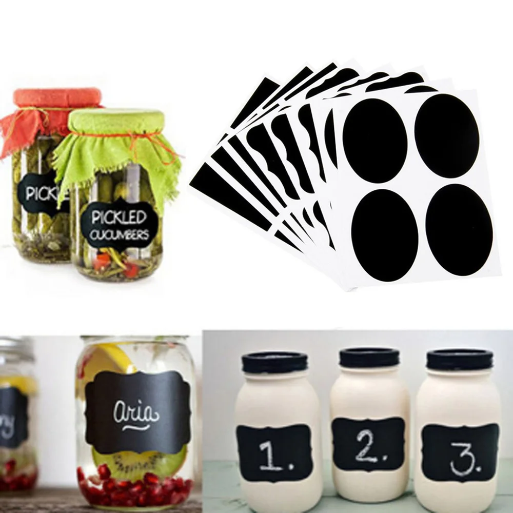 

36pcs Home Gadget Three-form Modifiable Waterproof Chalkboard Tag Chalkboard Jar Bottle Label Sticker Kitchen Jars Sticker Tool