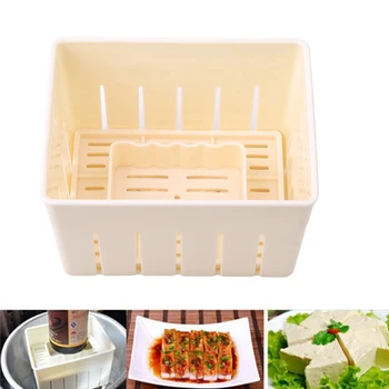 

DIY Plastic Tofu Press Mould Soybean Curd Tofu Making Mold With Cheese Cloth Kitchen Cooking Tool Set Homemade Tofu Mold