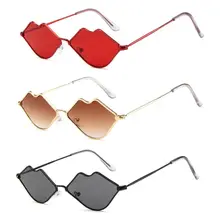 Новинка, женские солнцезащитные очки в форме губ, уникальные, индивидуальные, очаровательные, модные, креативные, маленькая оправа, в форме губ, металлические, винтажные, вечерние, UV400