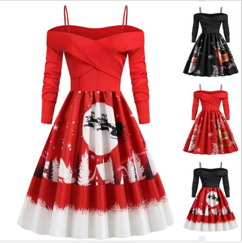Новое рождественское платье Женское зимнее винтажное красивые вечерние платья с